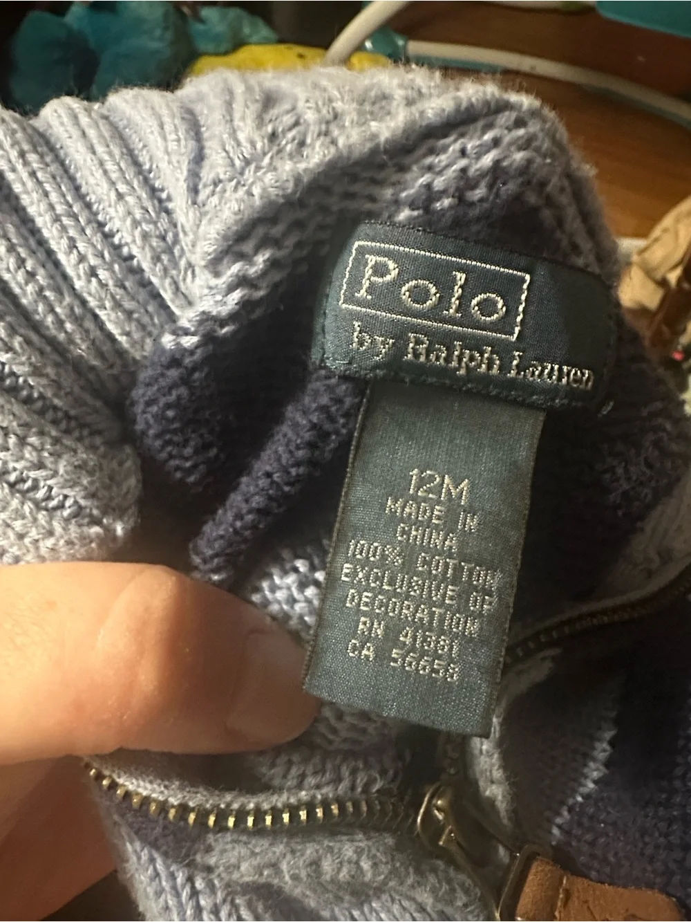 Ralph Lauren Navy and Light Gray Striped Knit Pullover